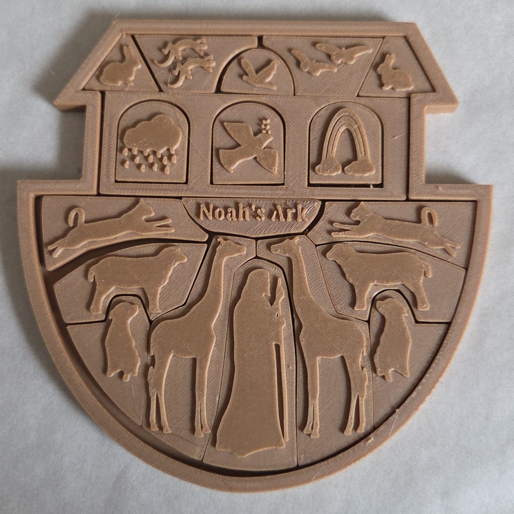 Hand Crafted Noah's Ark Beige Puzzle for Kids